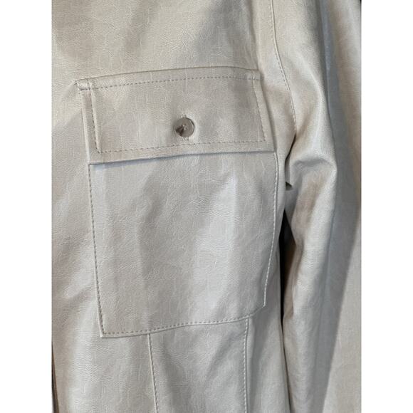 FORMING Faux Leather Button Shirt S Shacket Classic Luxury Retro Streetwear - Picture 10 of 16